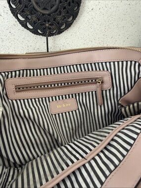 Blush Pink Tote Bag - Striped Interior